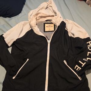 Hollister Black and White Hooded Jacket